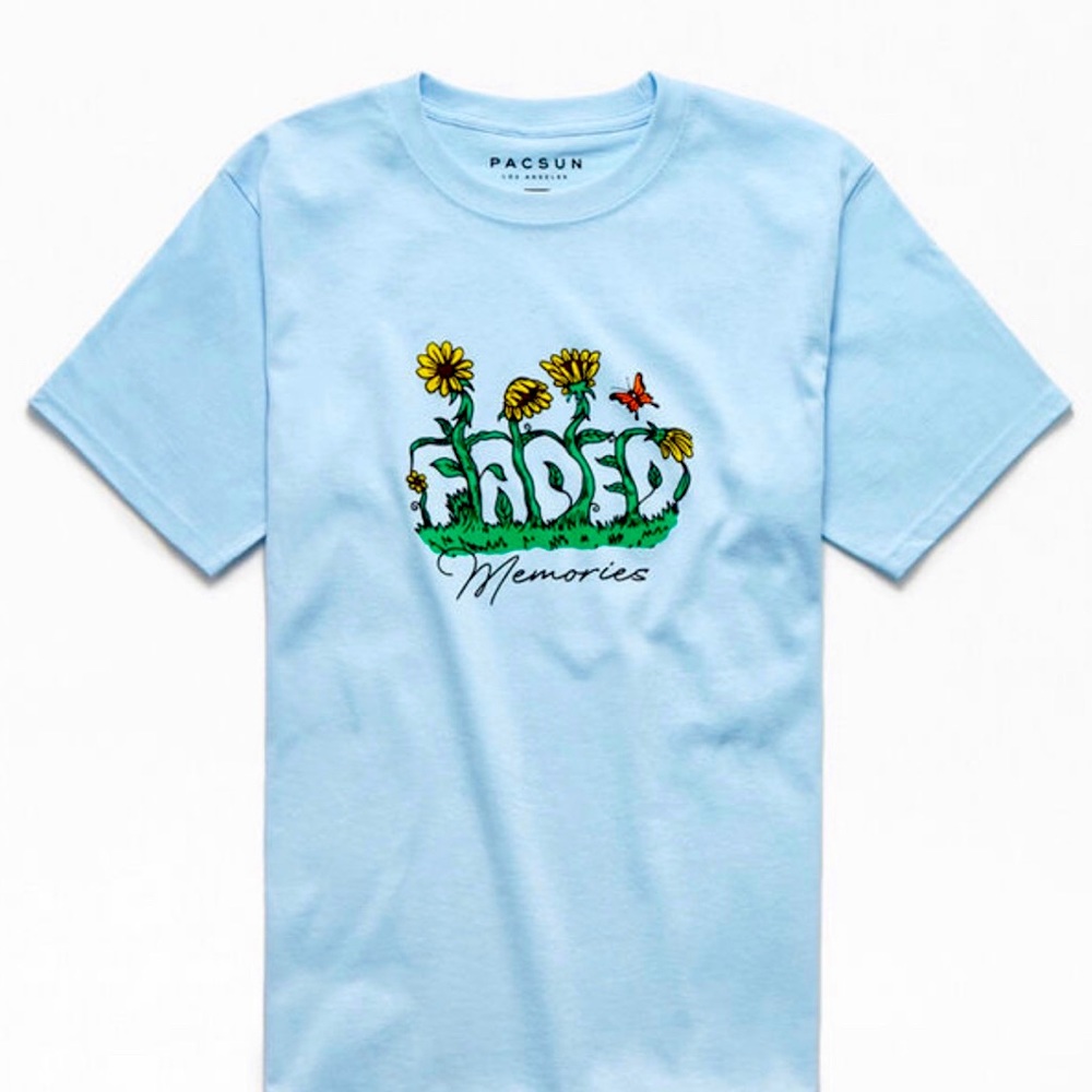 Baby blue faded t - shirt